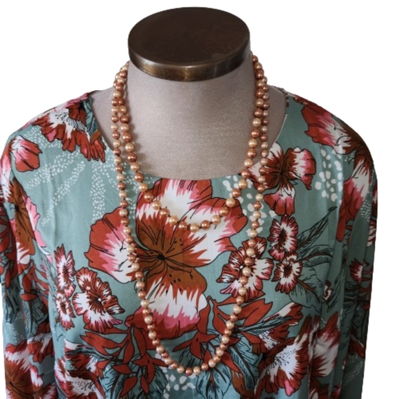 MILLENIUM ☆ SEAFOAM GREEN & RUST ☆ SHARKBITE ☆ FLORAL TUNIC TOP ☆ NIP - Picture 6 of 11